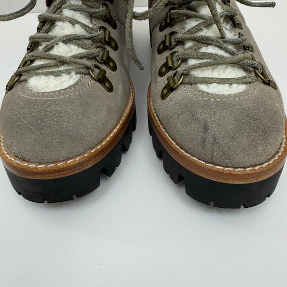 Jeffrey Campbell Womens Stanley Boot Size 8 Suede Leather Chunky Lug Faux Fur - Picture 6 of 11